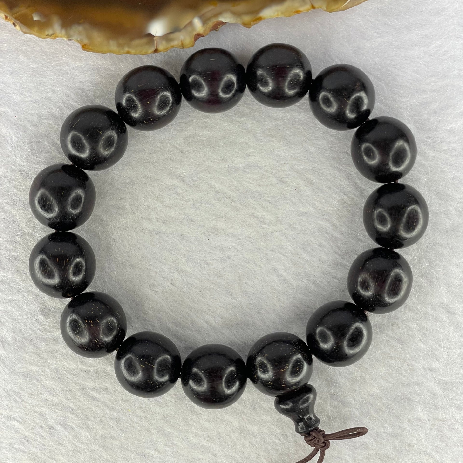 Natural India Zitan Sandalwood 小叶字檀木 Beads Bracelet Sinking Type 27.89g 14.7 mm 15 Beads - Huangs Jadeite and Jewelry Pte Ltd