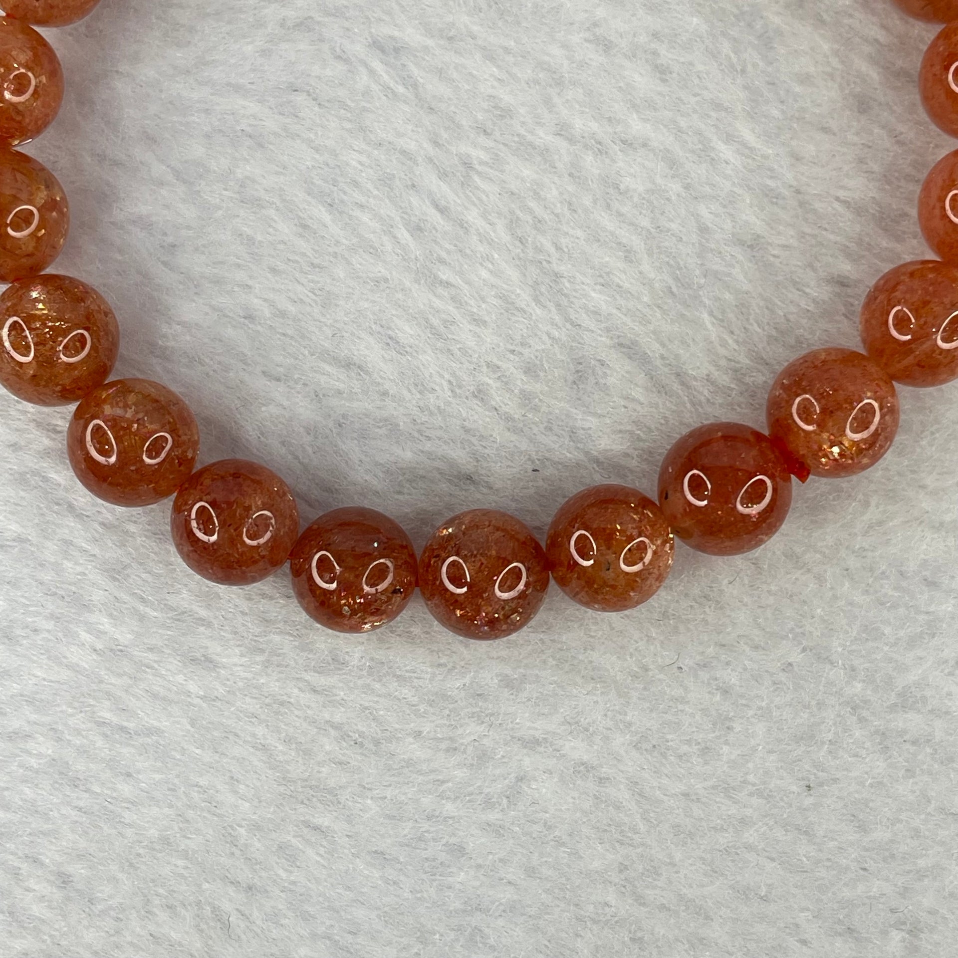 Good Grade Natural Sunstone, Heliolite and Aventurine Feldapar Beads Bracelet 天然金太阳日光石珠手链 19.29g 16cm 9.0mm 22 Beads - Huangs Jadeite and Jewelry Pte Ltd