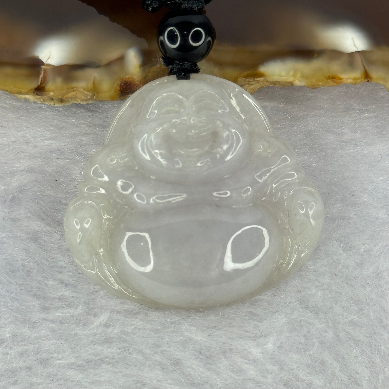 Type A Light Lavender Jadeite Milo Buddha Pendent 7.06g 25.4 by 28.3 by 3.0mm