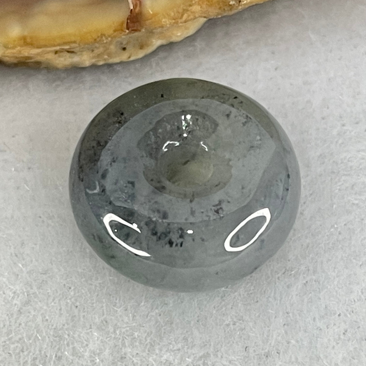 Type A Dark Wuji Grey Jadeite Ping An Kou Charm/Pendant 2.02g 13.0 by 5.8mm