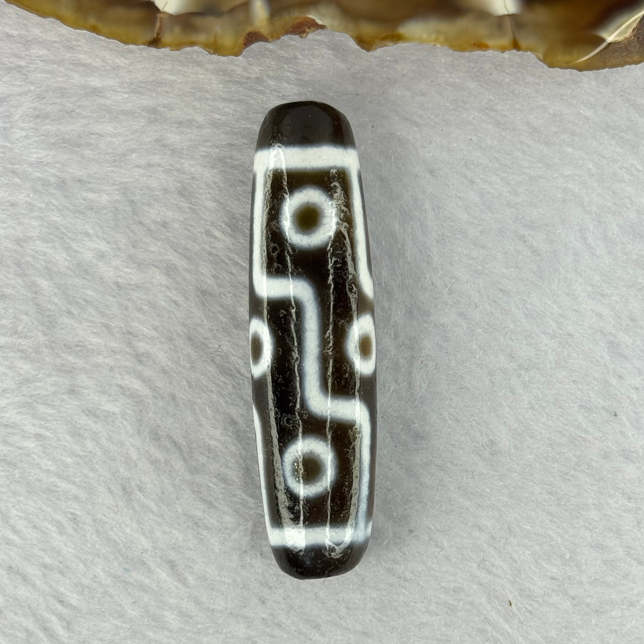 Natural Powerful Tibetan Old Oily Agate 9 Eyes Dzi Bead Heavenly Master (Tian Zhu) 九眼天诛 12.65g 48.5 by 12.8mm - Huangs Jadeite and Jewelry Pte Ltd