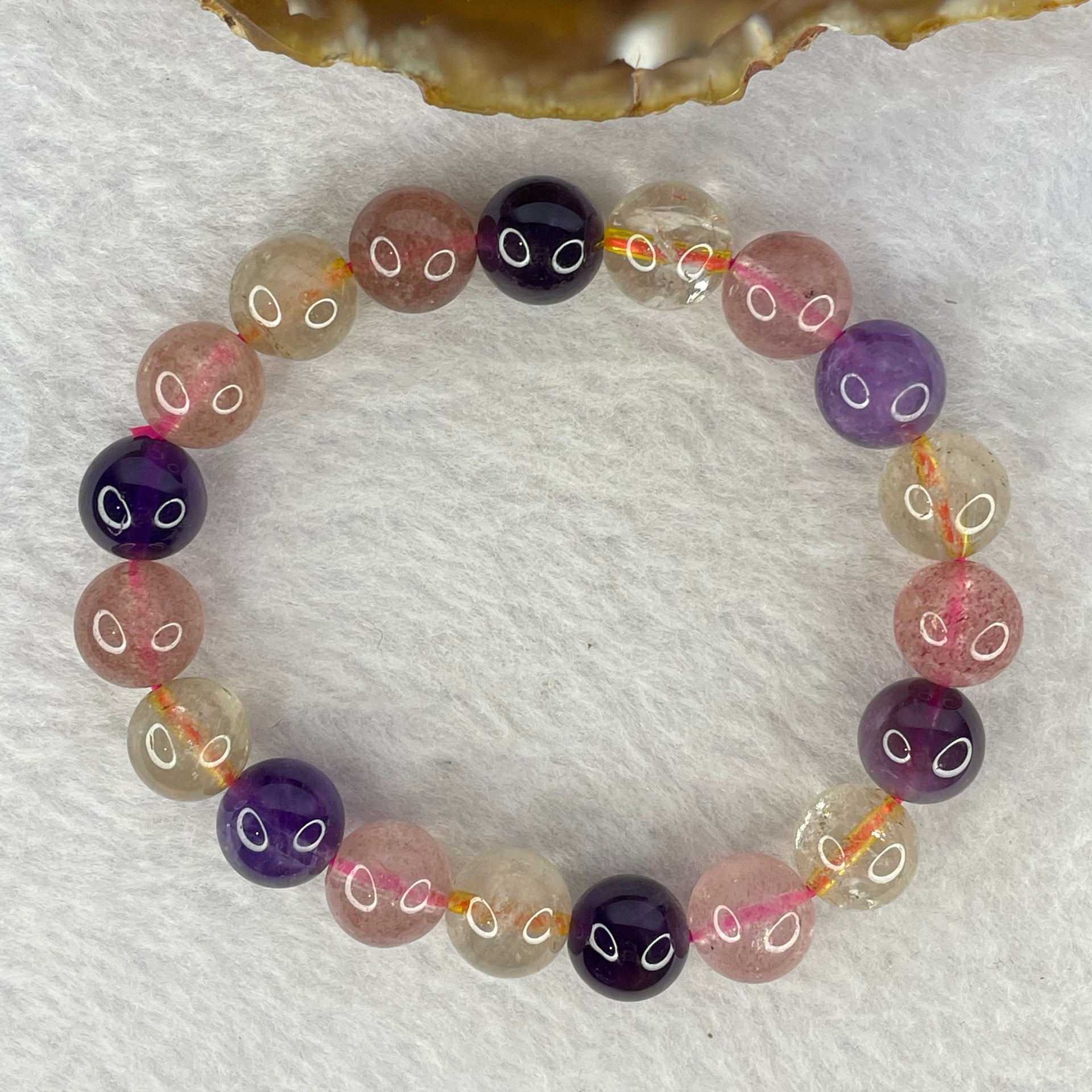 Natural Mixed Quartz Bracelet 28.46g 16.5cm 10.3mm 19 Beads - Huangs Jadeite and Jewelry Pte Ltd