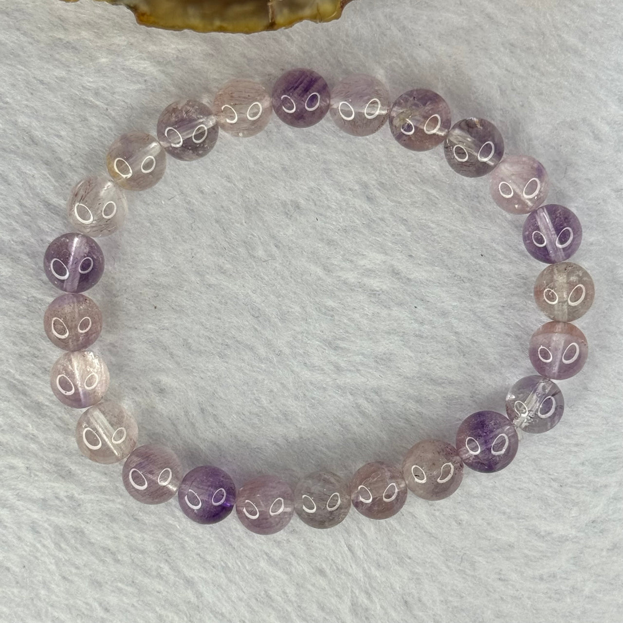 Natural Super 7 Amethyst Beads Bracelet 天然紫超七手链 14.62g 15.5cm 7.9mm 24 Beads - Huangs Jadeite and Jewelry Pte Ltd