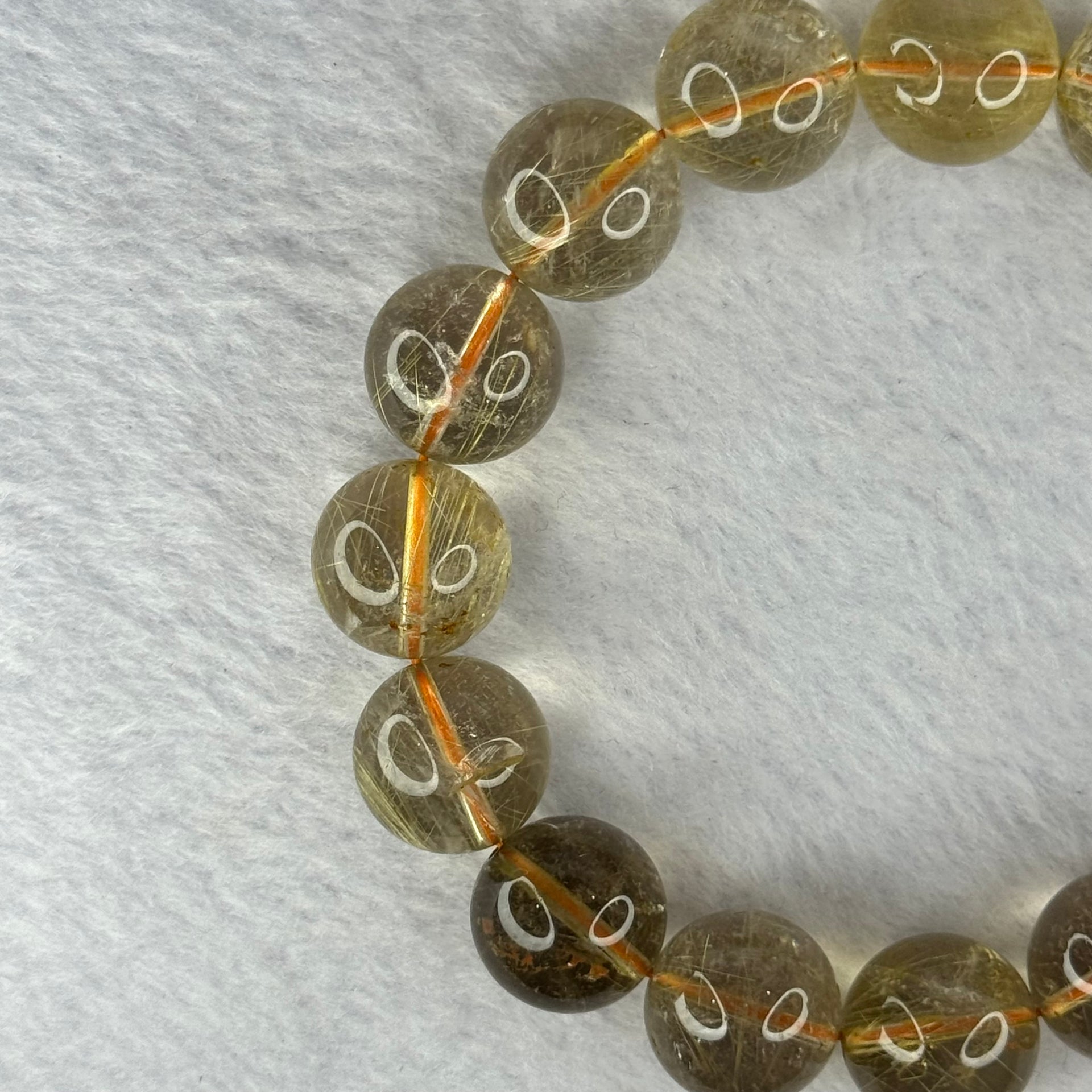 Natural Golden Rutilated Quartz Beads 天然金发水晶手链 68.47g 20cm 14.7mm 16 Beads - Huangs Jadeite and Jewelry Pte Ltd