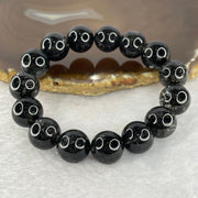 Natural Black Rutilated Quartz Beads Bracelet 54.62g 14.0mm 15 Beads - Huangs Jadeite and Jewelry Pte Ltd