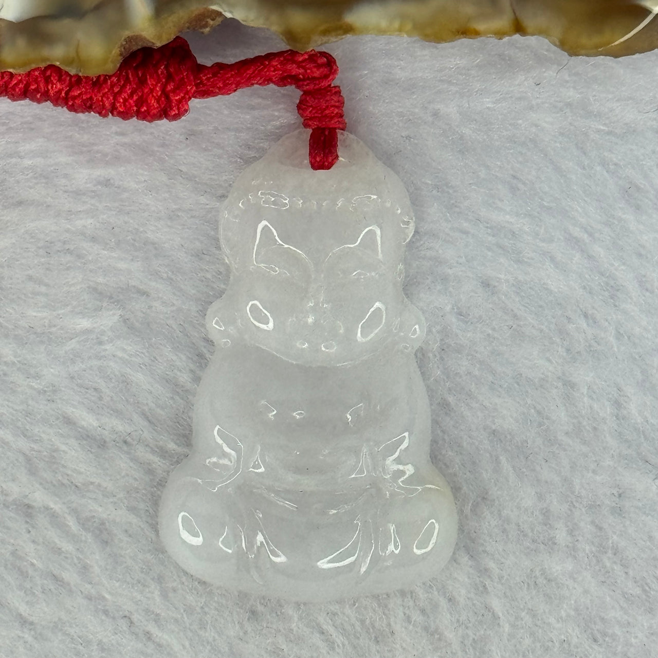 Type A Faint Lavender Jadeite Baby Buddha Pendent 6.50g 33.6 by 21.4 by 5.3mm