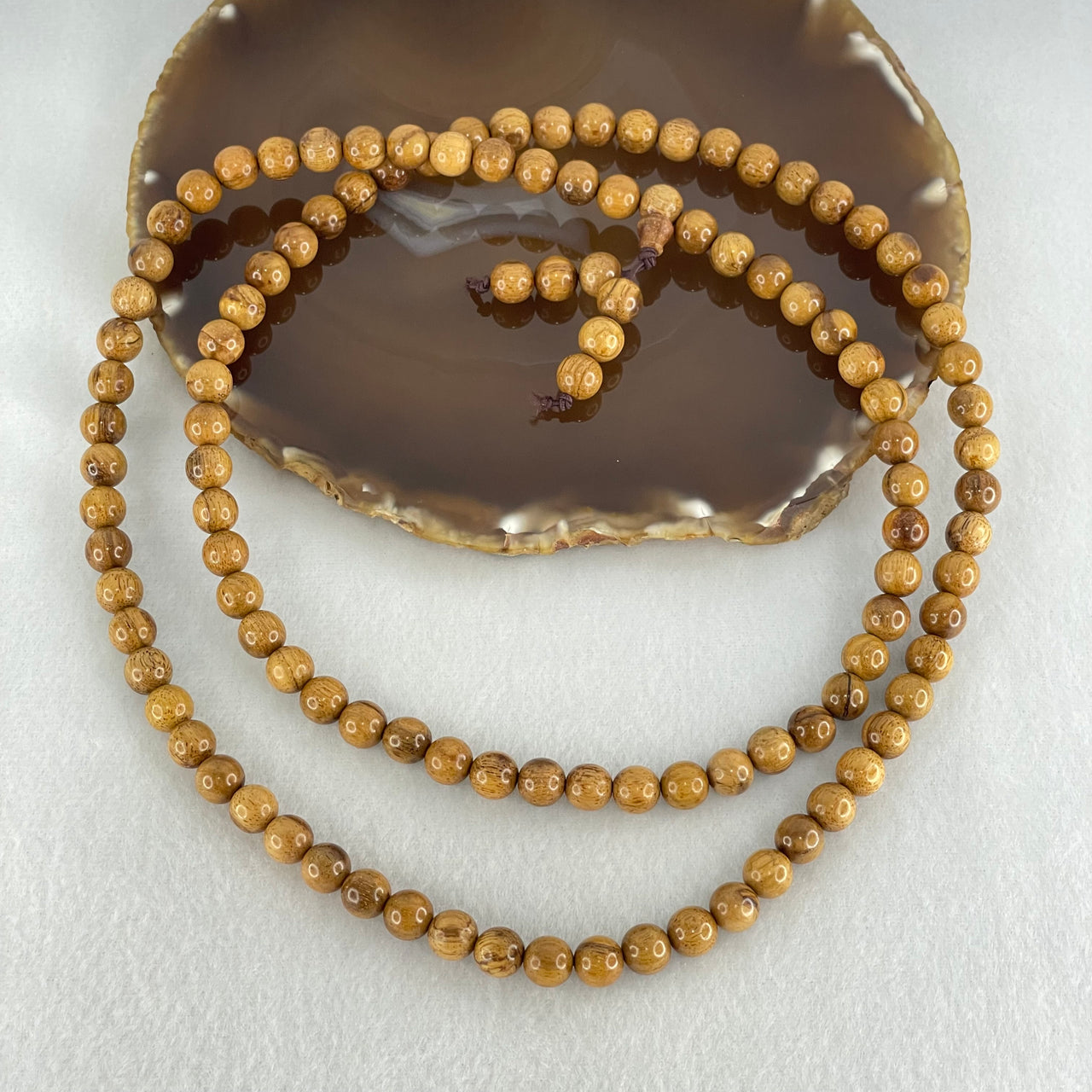 Natural Wood Beads Necklace 29.42g 84cm 8.2mm 108+6 Beads