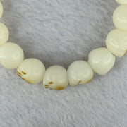 Natural White Color Bodhi Beads in Paw Bracelet 19.88g 16cm 12.2mm 17 Beads - Huangs Jadeite and Jewelry Pte Ltd