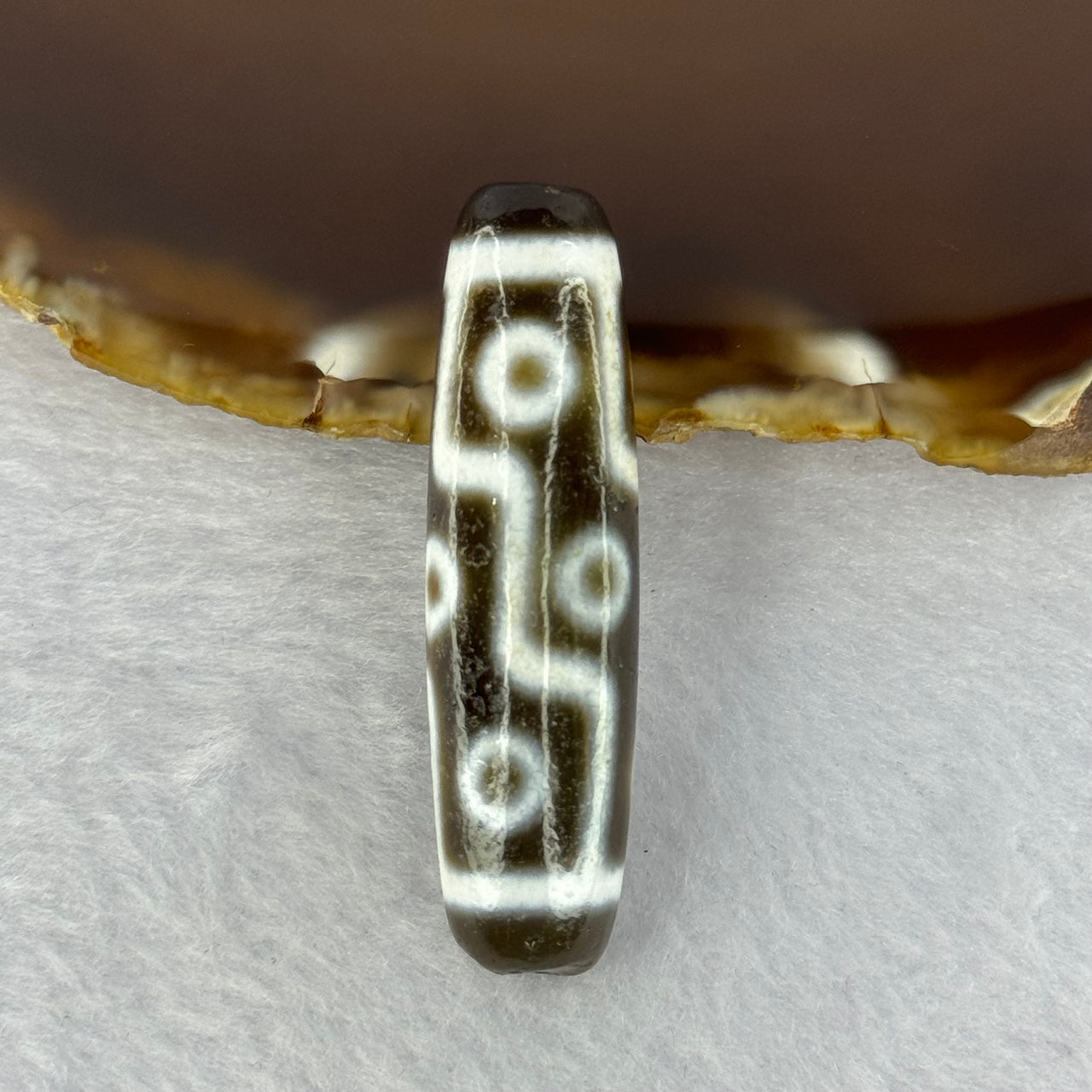 Natural Powerful Tibetan Old Oily Agate 9 Eyes Dzi Bead Heavenly Master (Tian Zhu) 九眼天诛 12.98g 48.5 by 13.0mm - Huangs Jadeite and Jewelry Pte Ltd