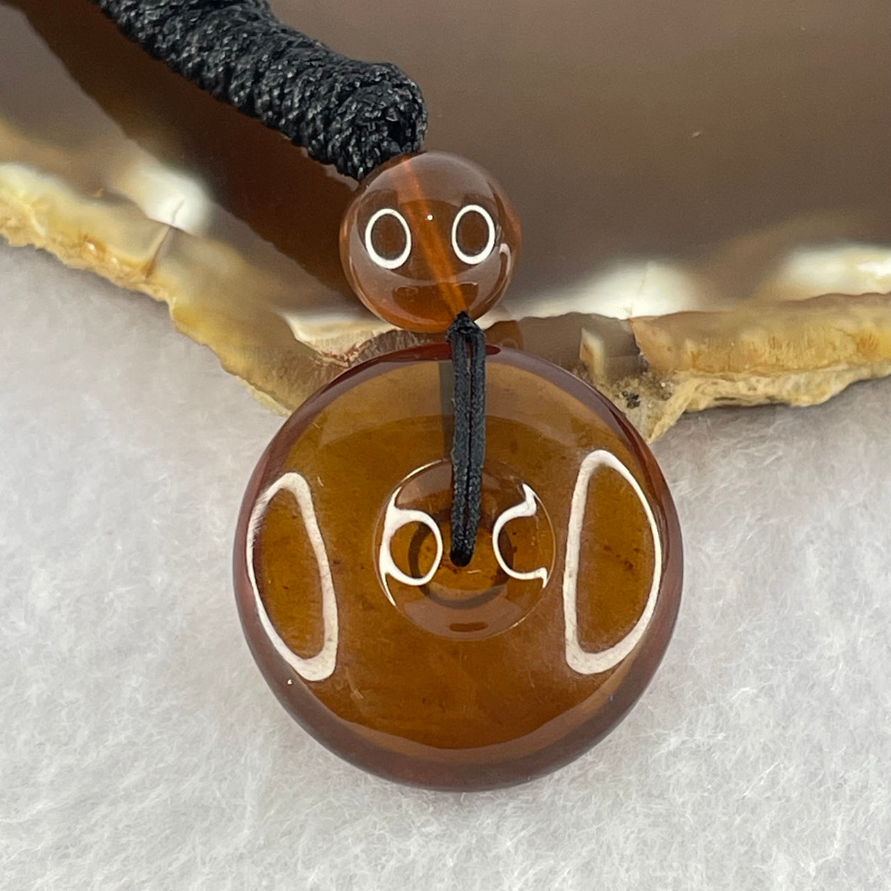 Natural Cognac Amber Ping An Kou Donut Pendant 3.92g 22.1 by 9.6mm 9.2mm 1 Beads