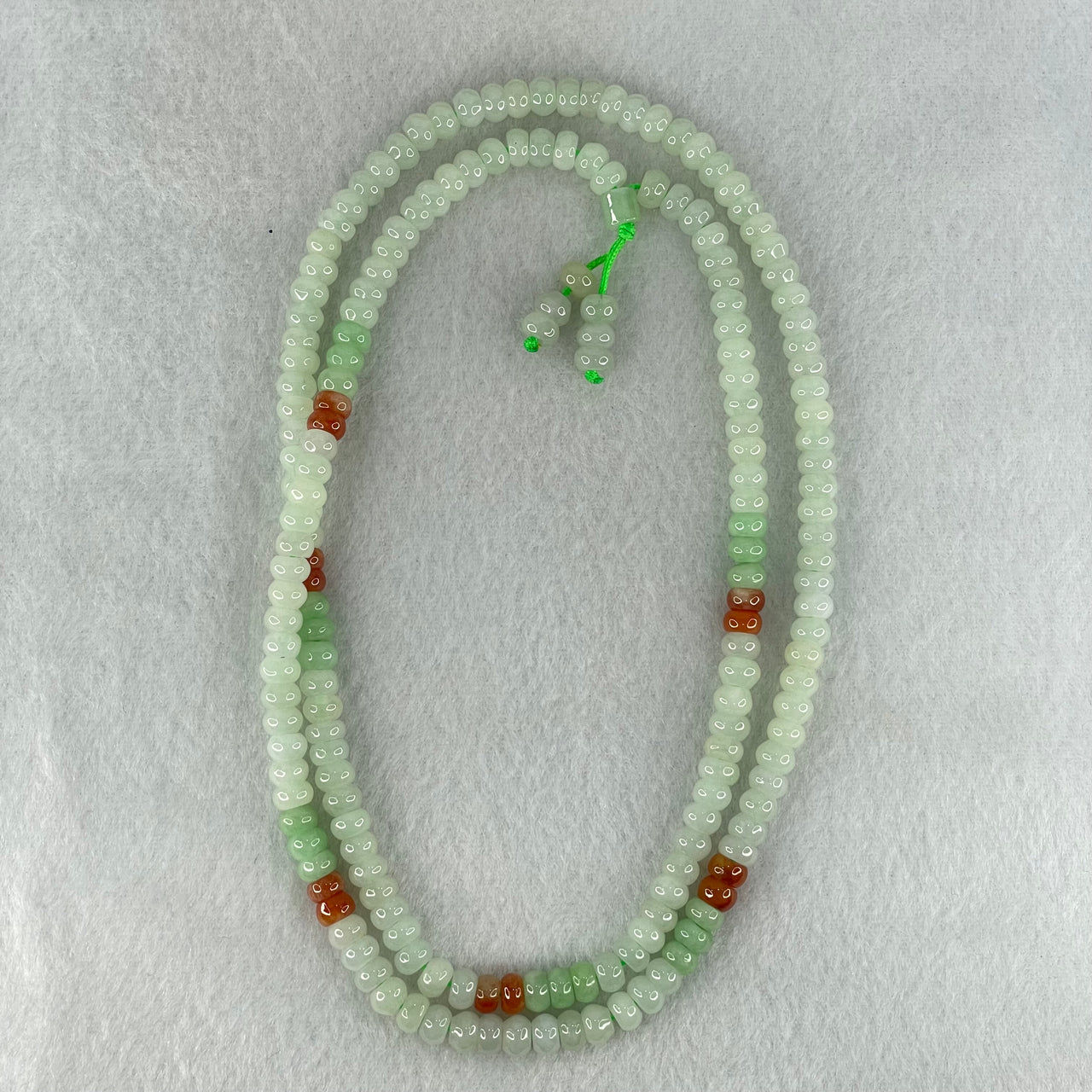 Type A Light Green Apple Green and Red Jadeite Beads Necklace 45.64g 64cm 5.8mm 181 + 6 Beads