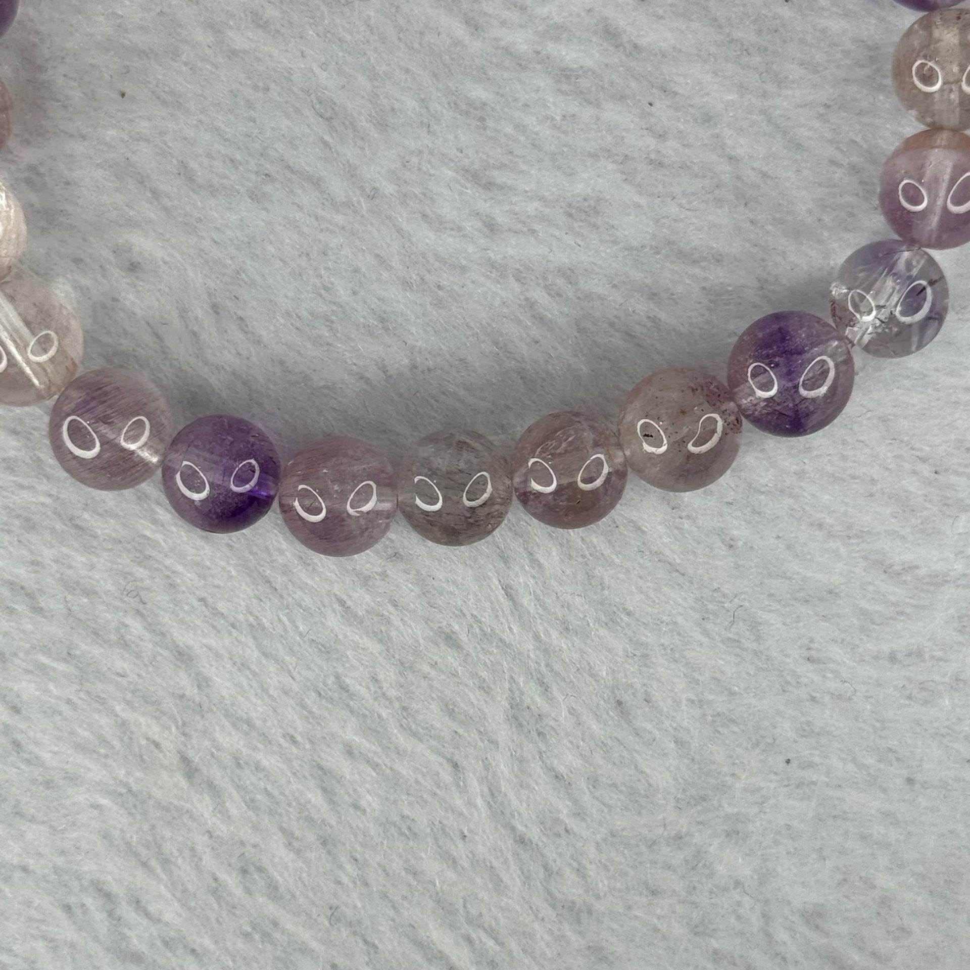 Natural Super 7 Amethyst Beads Bracelet 天然紫超七手链 14.62g 15.5cm 7.9mm 24 Beads - Huangs Jadeite and Jewelry Pte Ltd