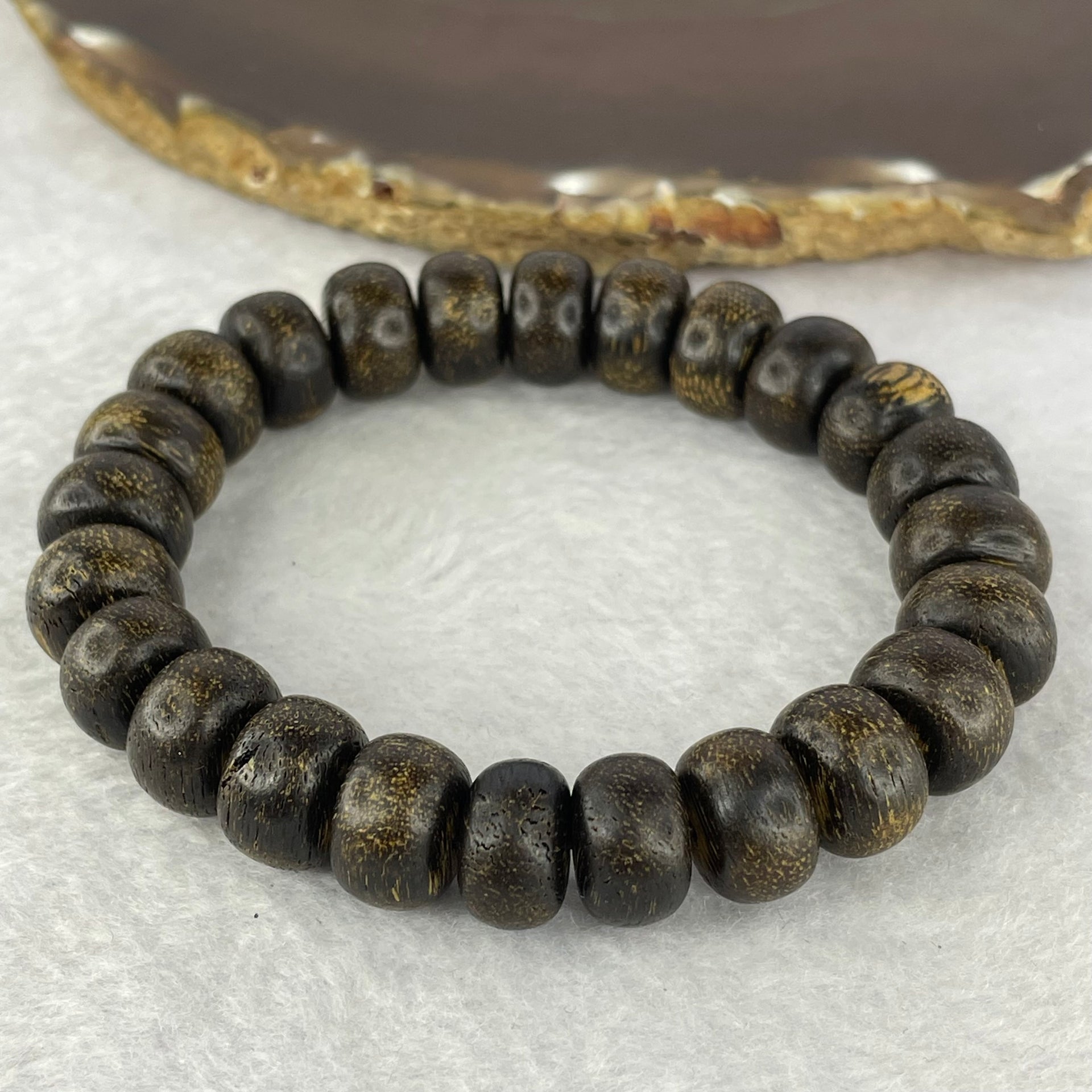 Natural Old Wild Malaysia Agarwood Bracelet (Sinking Type) 天然老野生马来西亚沉香手链 22.88g 18.5cm 12.9 by 7.9mm 24 Beads - Huangs Jadeite and Jewelry Pte Ltd