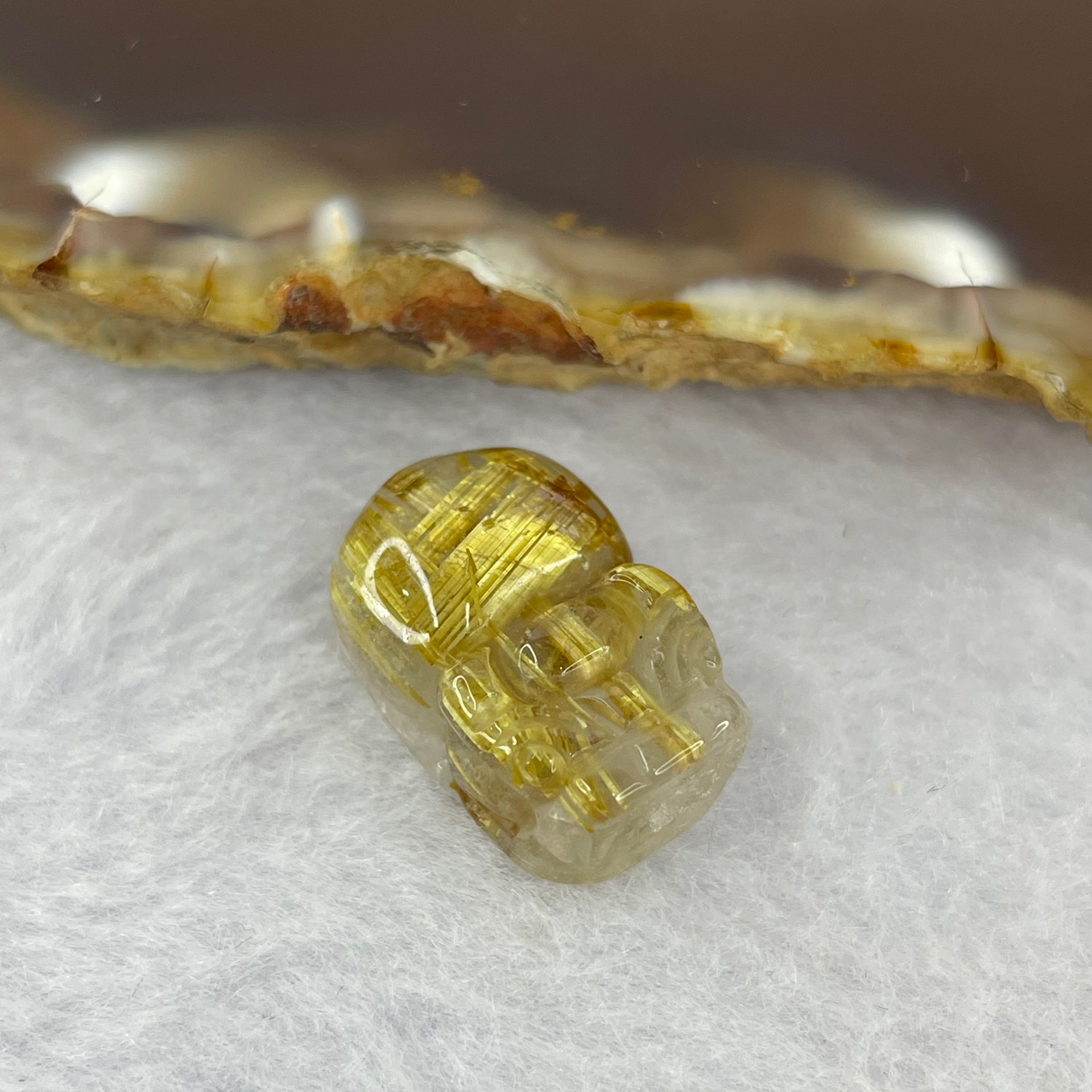 Good Grade Natural Golden Shun Fa Rutilated Quartz Pixiu Charm for Bracelet 天然金顺发水晶貔貅 3.04g 17.0 by 11.4 by 8.2mm - Huangs Jadeite and Jewelry Pte Ltd