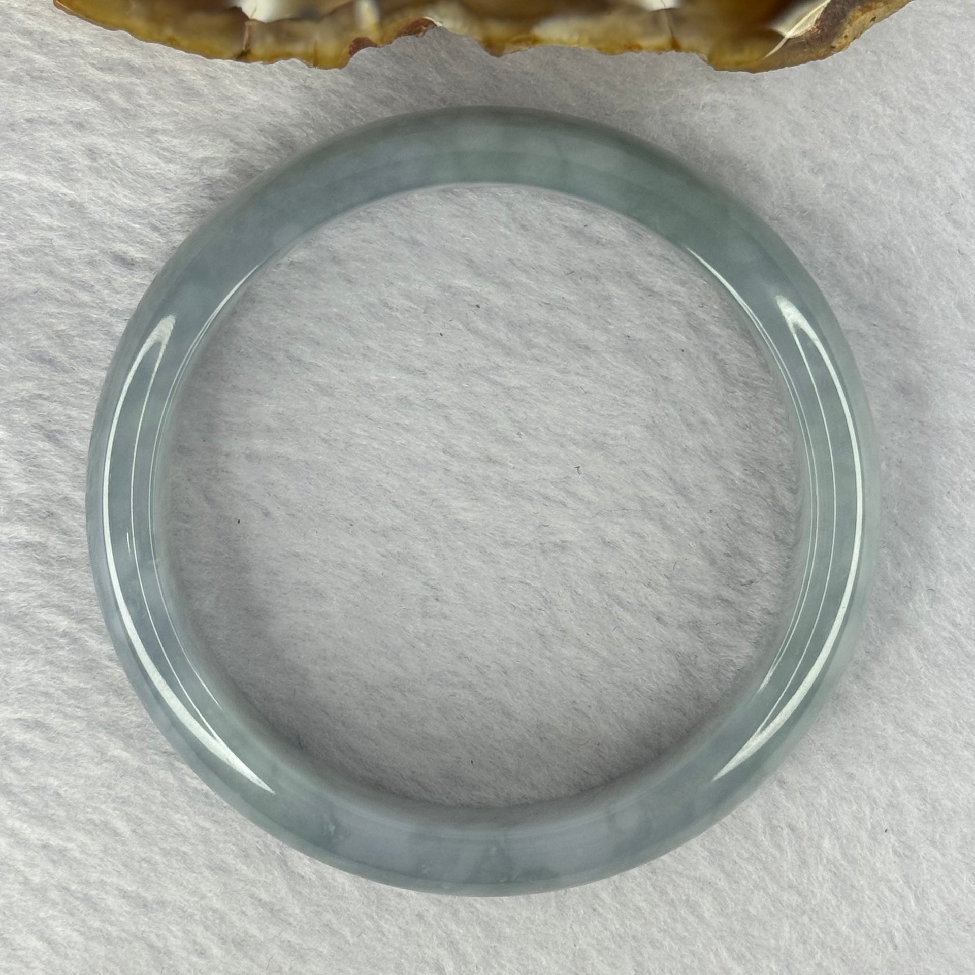 Rare Type A Semi Icy Deep Sky Blue Jadeite Bangle 48.22g 13.2 by 7.4mm 54.7mm (Close to Perfect) - Huangs Jadeite and Jewelry Pte Ltd