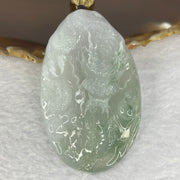 Grand Master Type A Semi Icy Lavender Green Piao Hua Jadeite Dragon Pendant Display 63.76g 70.9 by 11.8 by 12.7mm with Wooden Stand - Huangs Jadeite and Jewelry Pte Ltd