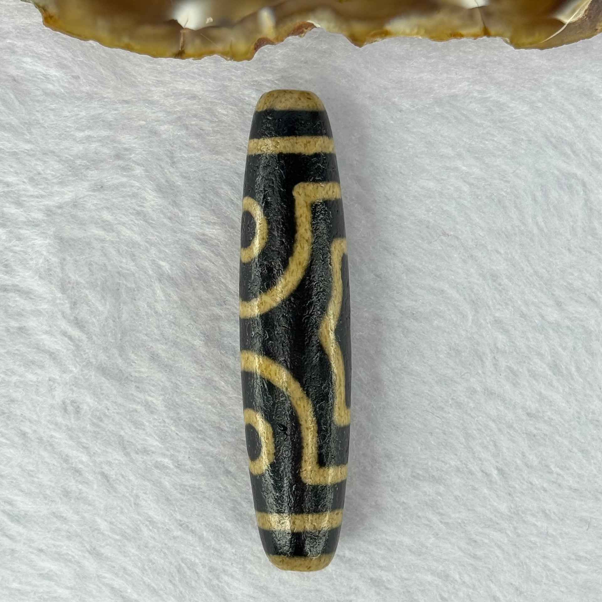 Natural Powerful Tibetan Old Oily Agate 3 Eyes Dzi Bead Heavenly Master (Tian Zhu) 三眼天诛 15.91g 58.3 by 13.4mm - Huangs Jadeite and Jewelry Pte Ltd