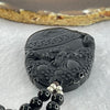 Black Obsidian Beads Necklace with Black Obsidian 3 Legged Toad Wealth Pendant 34.64g 53.0 by 40.9 by 11.3mm