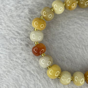 Natural Orange Red Yellow Aventurine Bracelet 27.37g 16cm 10.3mm 20 Beads - Huangs Jadeite and Jewelry Pte Ltd