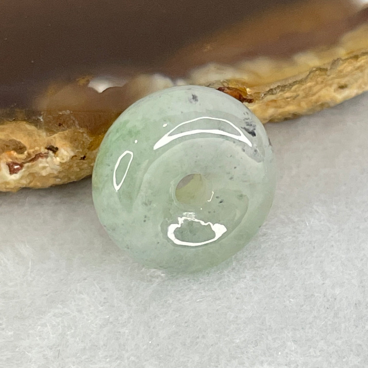 Type A Faint Lavender Green with Wuji Grey Jadeite Ping An Kou Donut Charm Pendant 3.44g 15.3 by 6.9mm