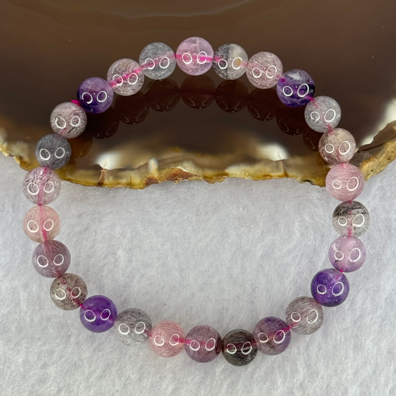 Natural Super 7 Beads Bracelet 13.11g 15cm 7.3mm 26 Beads