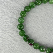 Natural Emerald And Ruby Zoisite Beads Bracelet 18.20g 15.5cm 7.7mm 25 Beads - Huangs Jadeite and Jewelry Pte Ltd