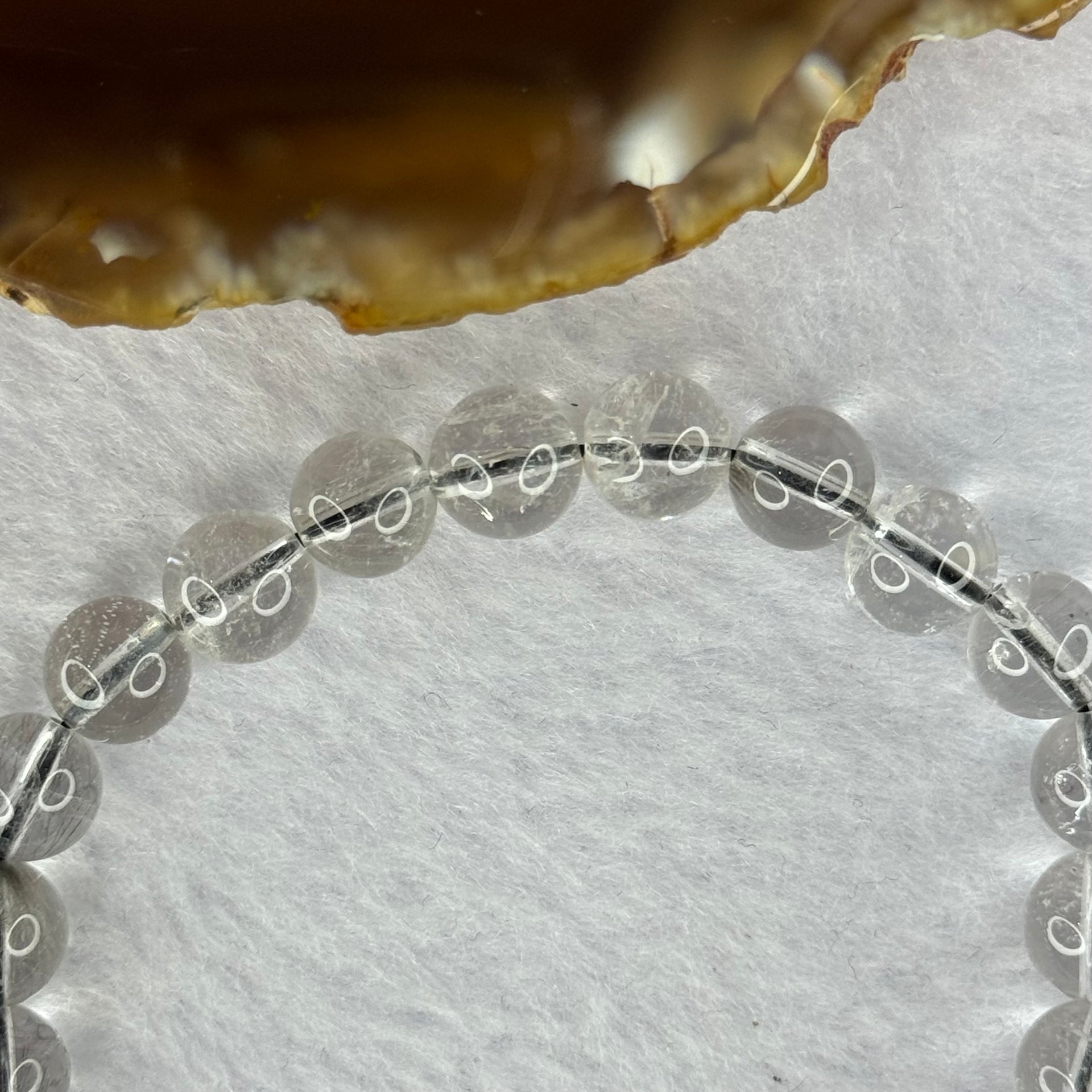 Natural Titanium Rutilated Clear Quartz 14.86g 15cm 7.8mm 24 Beads - Huangs Jadeite and Jewelry Pte Ltd