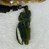 Type A Dark Yellowish Green Jadeite Dragon on Axe Pendent 14.34g 58.8 by 22.0 by 7.7mm