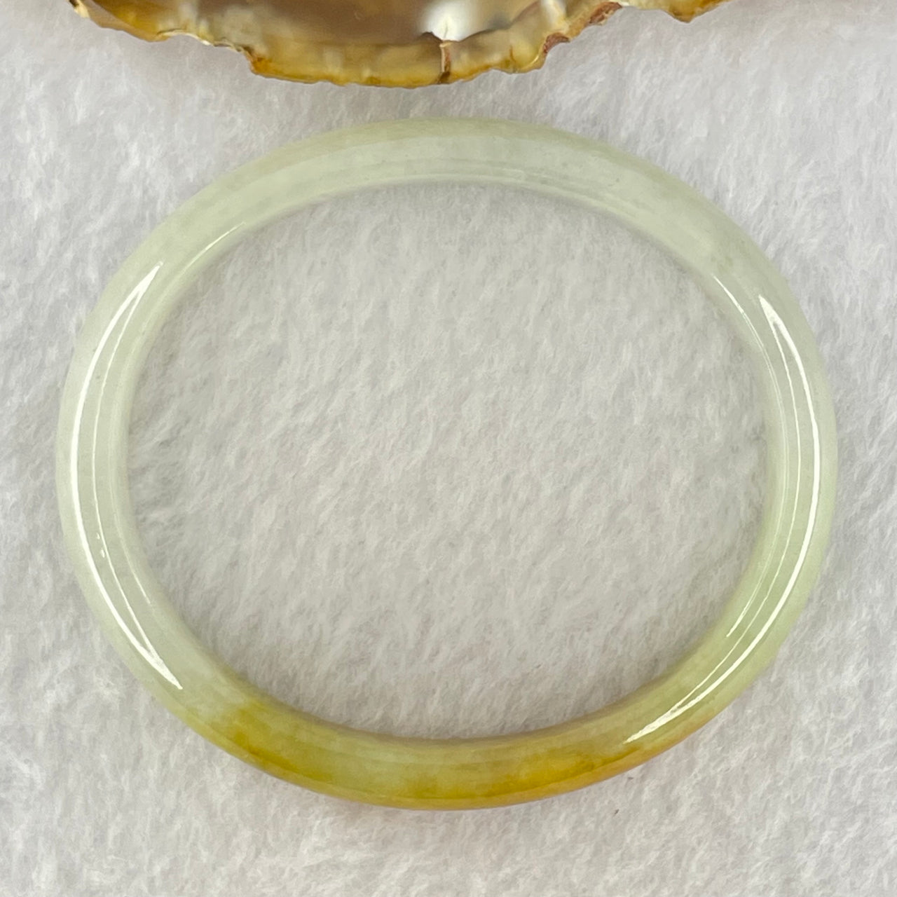 Type A Semi Icy Faint Green Lavender and Yellow Brown Jadeite Oval Bangle Internal Diameter 55.9mm 27.70g 9.9 by 5.9mm