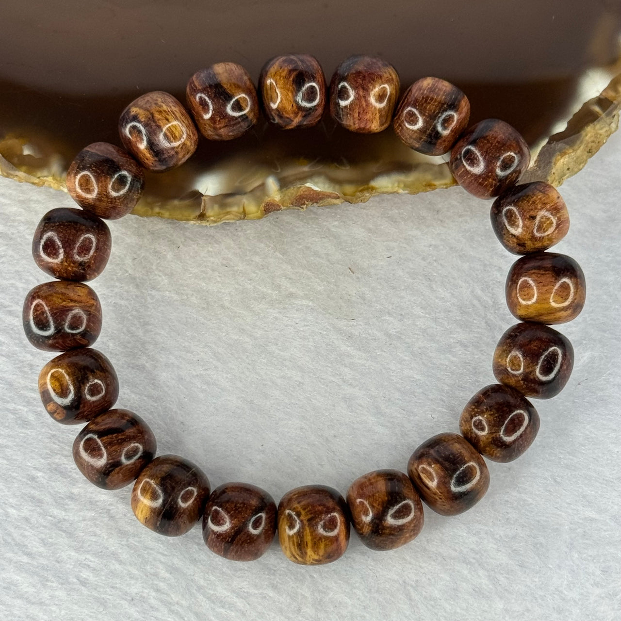 Natural Hainan Huang Huali Rosewood Beads Bracelet 天然海南黄花梨手链 11.55g 17cm 11.0mm 20 Beads - Huangs Jadeite and Jewelry Pte Ltd