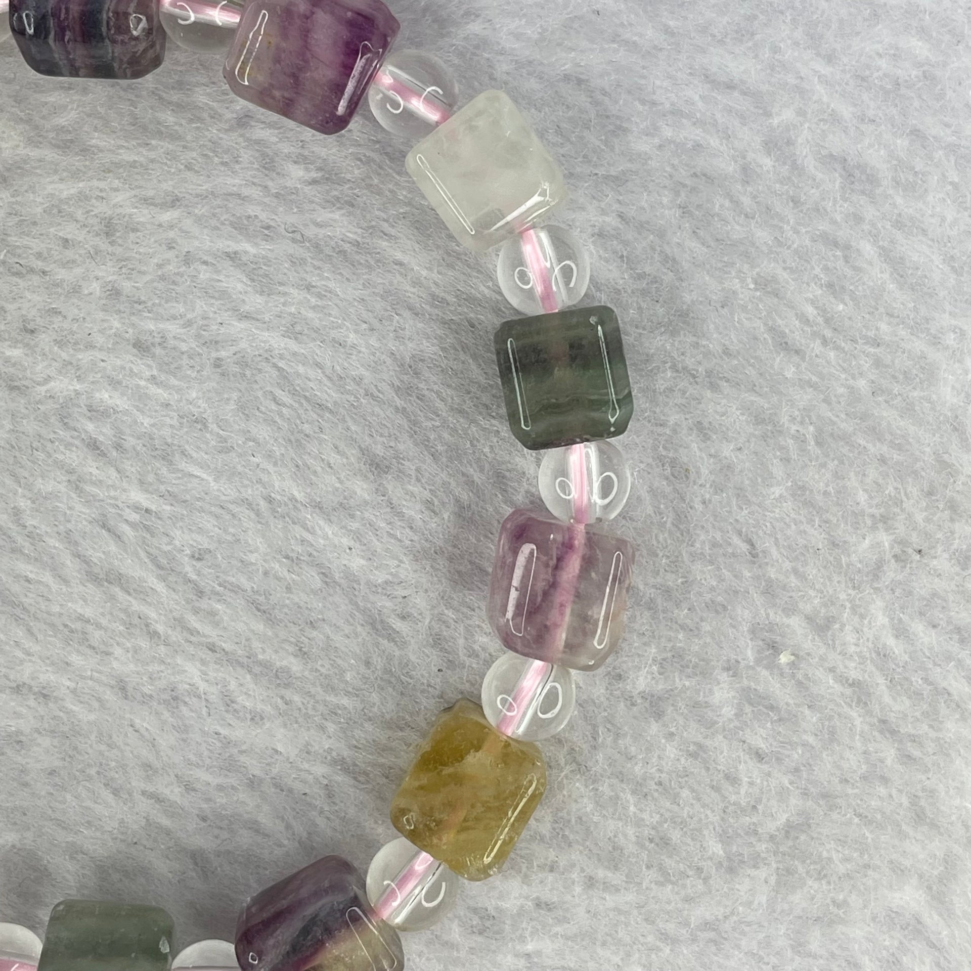 Natural Green and Purple Fluorite Beads Bracelet 28.48g 8.5mm 14pcs - Huangs Jadeite and Jewelry Pte Ltd