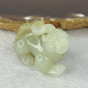 Natural Greyish White and Brown Nephrite Pixiu Mini Display 25.56g 42.2 by 23.8 by 27.2mm - Huangs Jadeite and Jewelry Pte Ltd