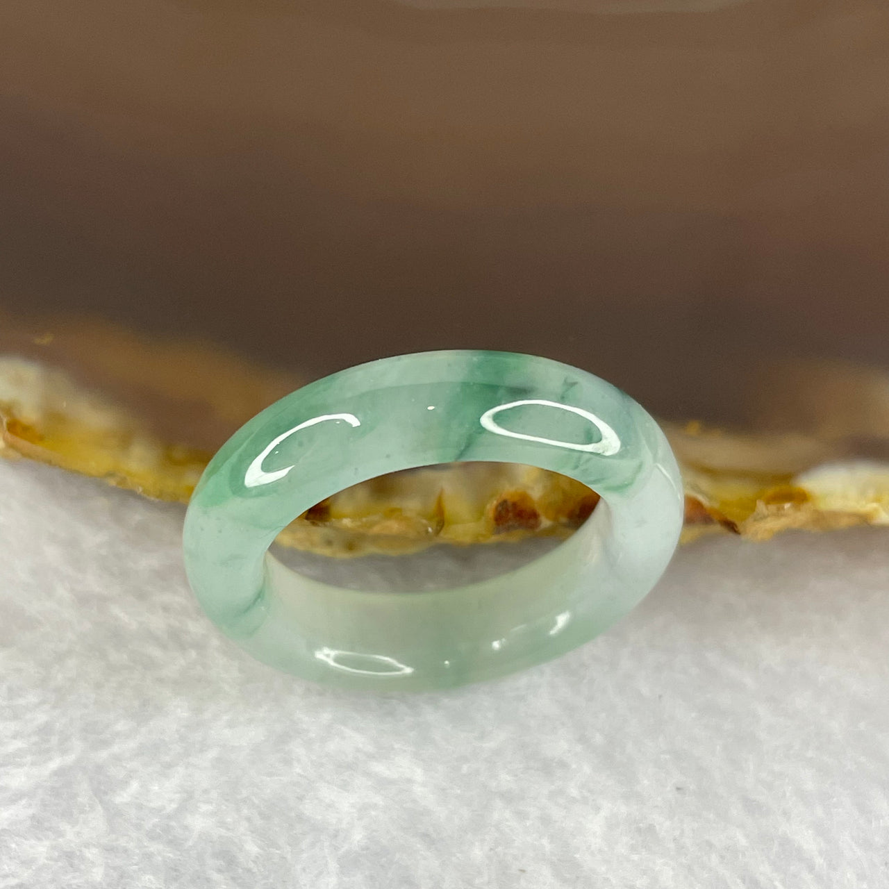 Type A Semi Icy Green and Dark Green Piao Hua Jadeite Ring 3.65g 5.7 by 3.9mm  US 6.5 / HK 14 (Very Slight Internal Line) - Huangs Jadeite and Jewelry Pte Ltd