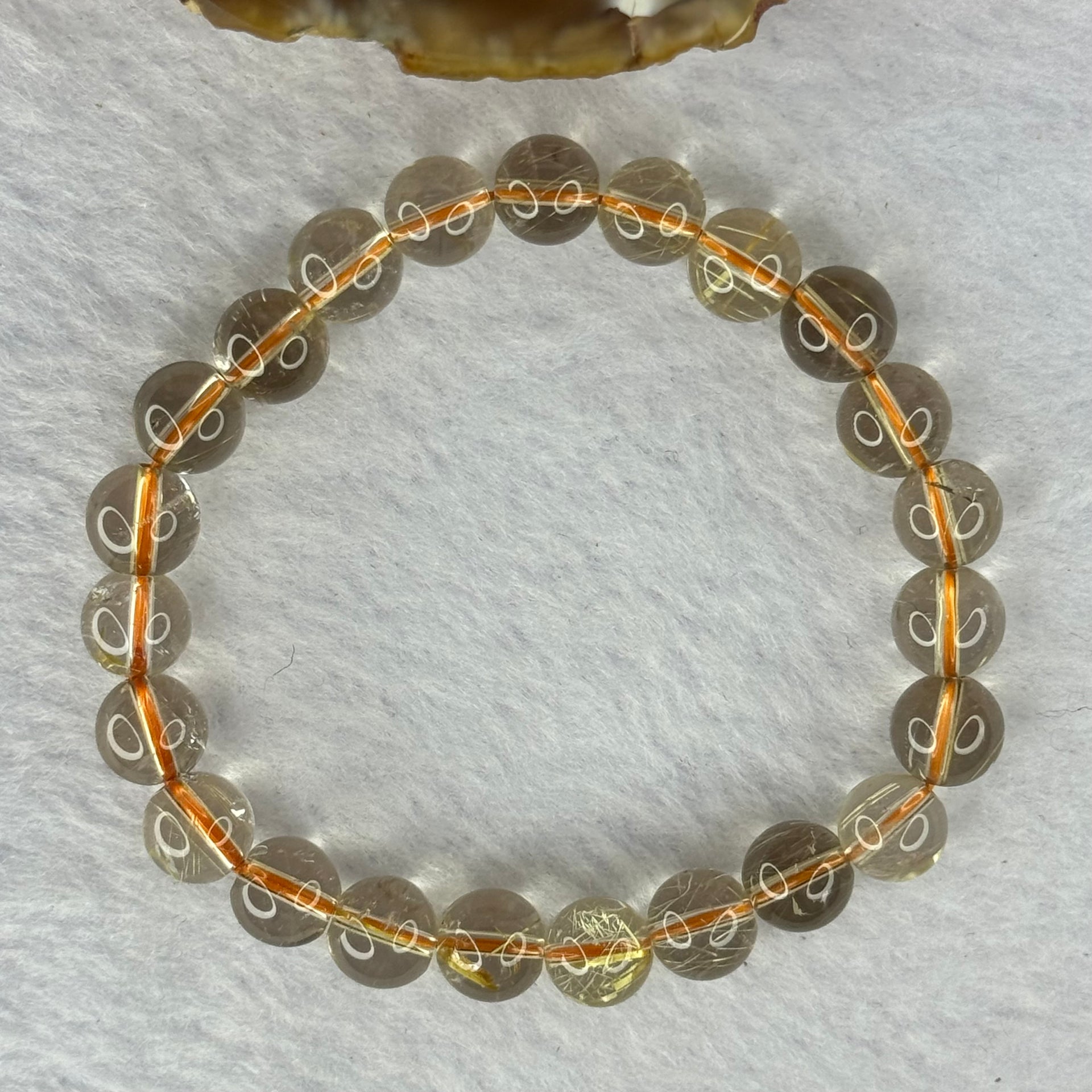 Natural Golden Rutilated Quartz Beads 天然金发水晶手链 17.65g 15cm 8.4mm 23 Beads - Huangs Jadeite and Jewelry Pte Ltd