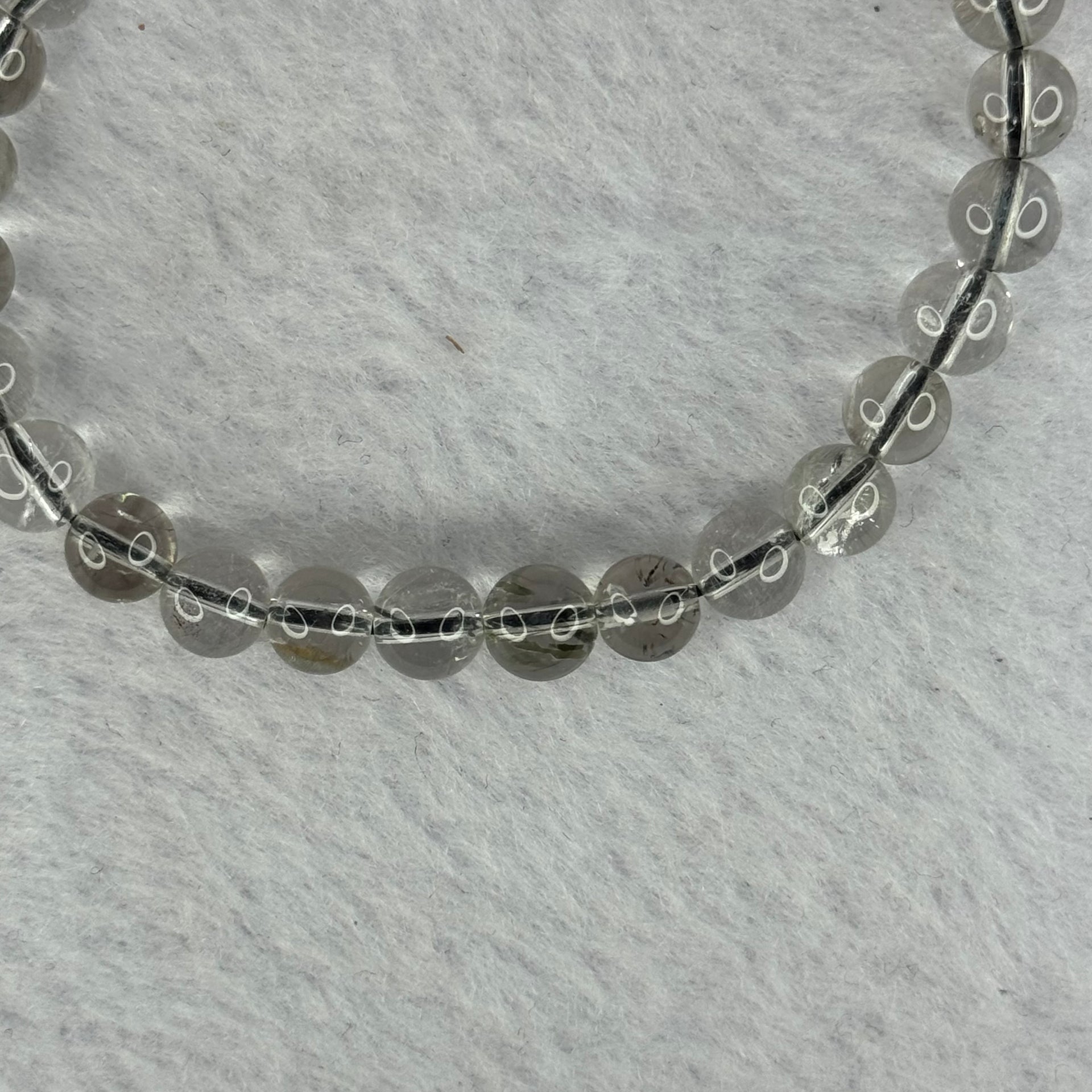 Natural Titanium Rutilated Clear Quartz 9.28g 14.5cm 6.4mm 29 Beads - Huangs Jadeite and Jewelry Pte Ltd