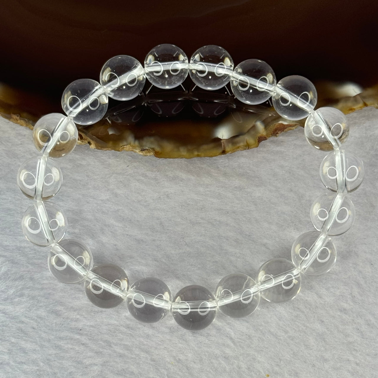 Natural Clear Quartz Bracelet 天然白水晶手链 30.67g 17cm 10.6mm 19 Beads