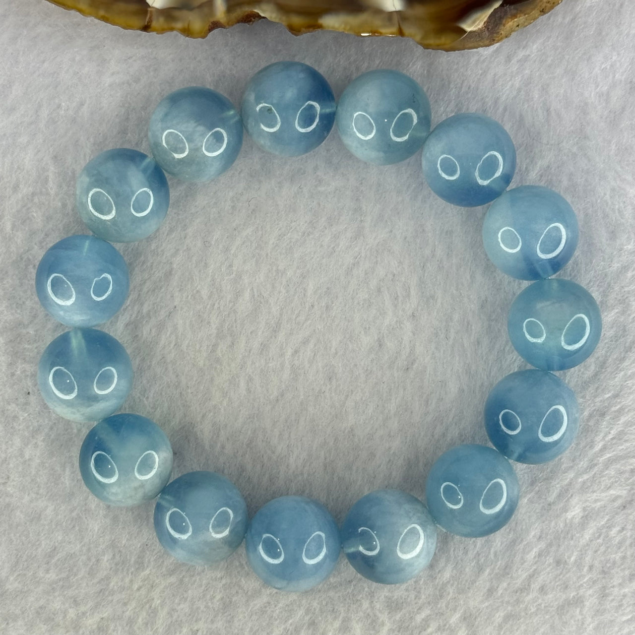 Natural Aquamarine Beads Bracelet 53.07g 17cm 13.7mm 15 Beads