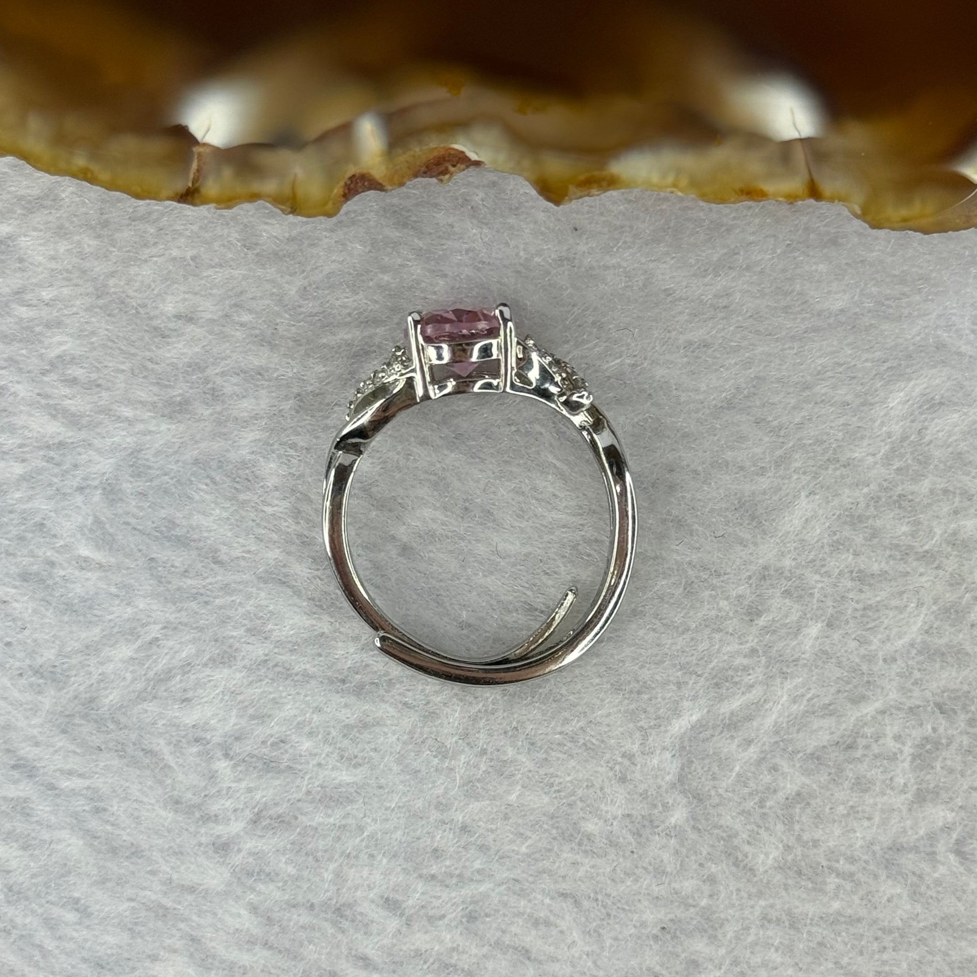 Pink Moissanite in PT950 Plated 925 Sliver Ring (Adjustable Size) S925银粉莫桑石戒指 2.40g 8.8 by 6.8 by 1.5mm - Huangs Jadeite and Jewelry Pte Ltd