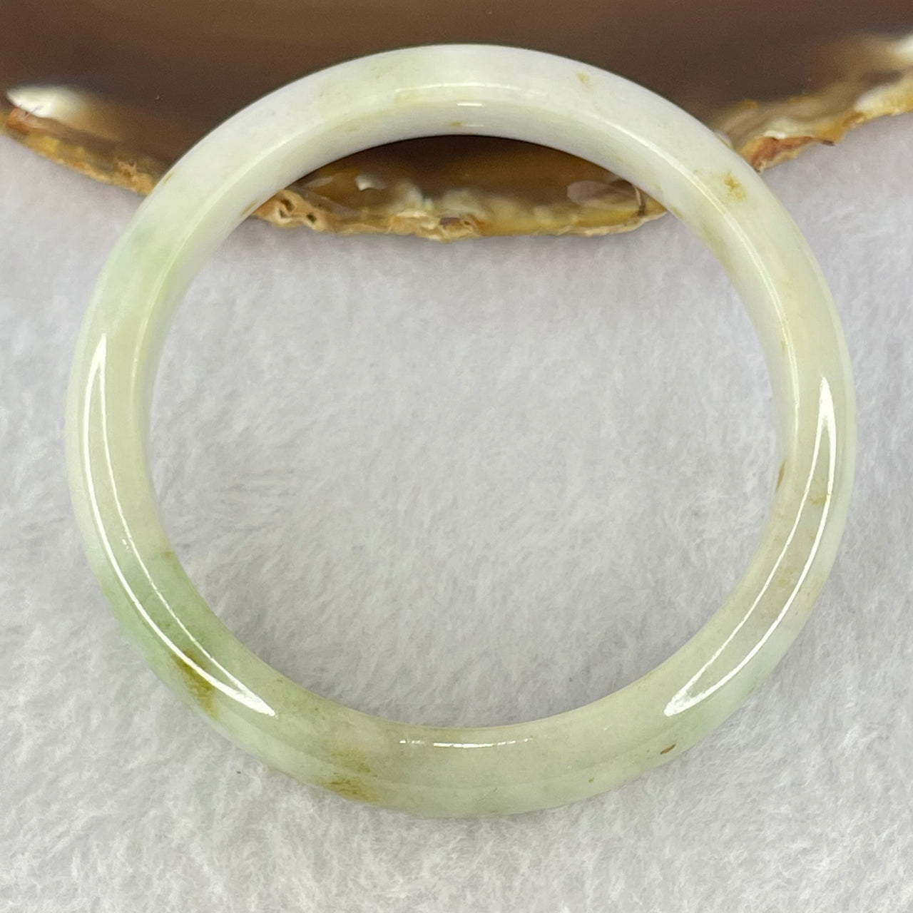 Type A Lavender and Green with Brown Patches Jadeite Bangle Internal Diameter 58.2mm 48.01g 12.3 by 7.6mm (Very Slight Internal Lines)