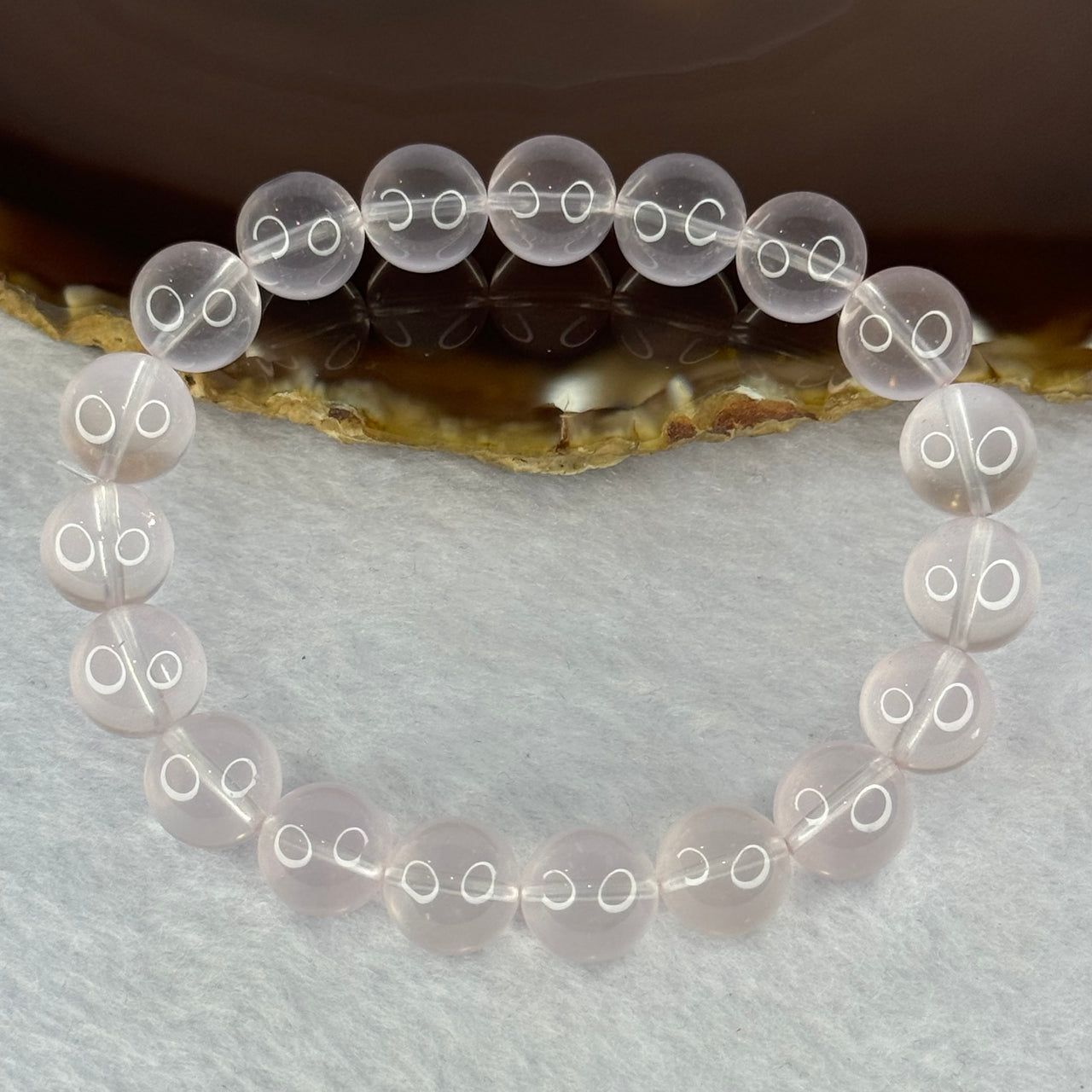 Natural Rose Quartz Beads Bracelet 天然玫瑰石英珠手链 31.91g 17.5cm 10.8mm 19 Beads