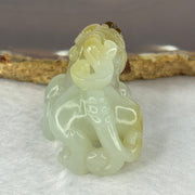 Natural Greyish White and Brown Nephrite Pixiu Mini Display / Pendant 36.27g 45.0 by 26.2 by 27.8mm - Huangs Jadeite and Jewelry Pte Ltd