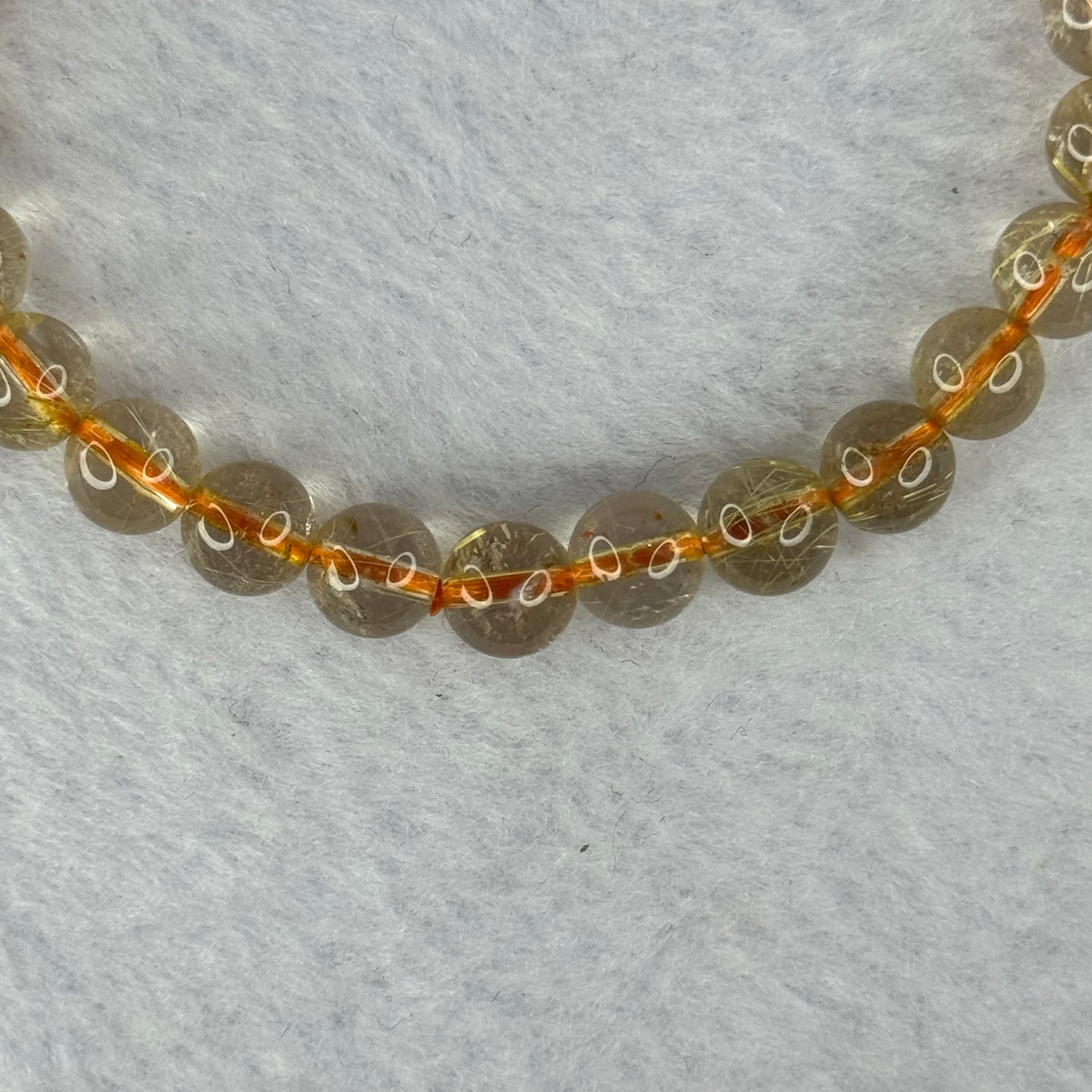 Natural Golden Rutilated Quartz Beads 天然金发水晶手链 13.60g 16cm 7.3mm 27 Beads - Huangs Jadeite and Jewelry Pte Ltd