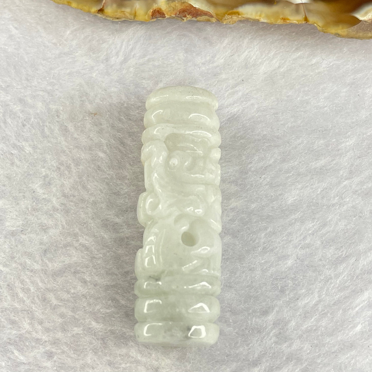 Type A Faint Lavender Jadeite Dragon Pillar Pendant 17.65g Height 42.5mm Width 13.5mm - Huangs Jadeite and Jewelry Pte Ltd