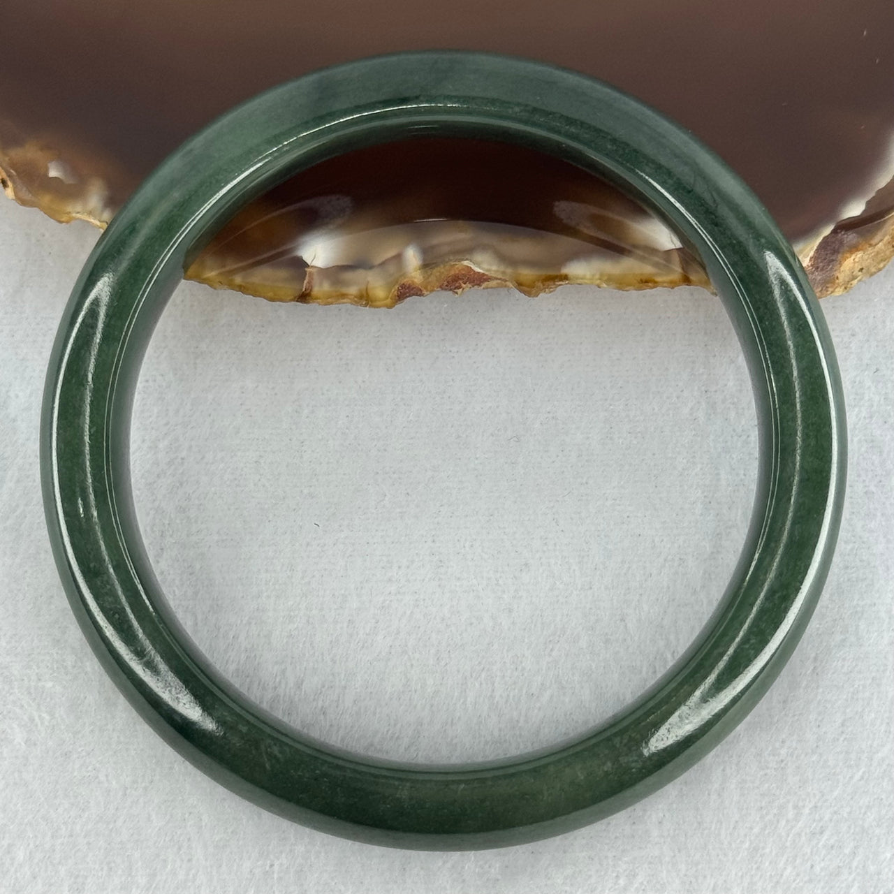 Type A Dark Blueish Green Jadeite Bangle Internal Diameter 58.2mm 48.09g 10.7 by 8.3mm (Slight Internal Lines)