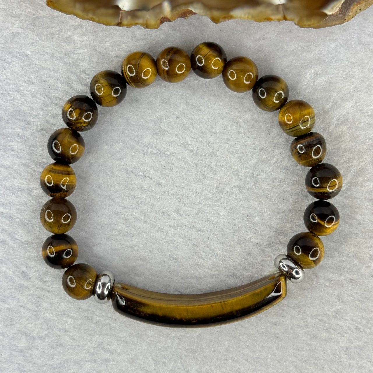 Natural Tiger's Eye Quartz Bracelet 虎眼石手持手链 20.46g 15cm 39.7 by 10.5 by 6.5mm / 8.3mm 17 Beads - Huangs Jadeite and Jewelry Pte Ltd