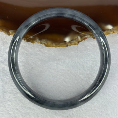 Type A Translucent Wuji Black Grey Jadeite Bangle 54.12g Internal Diameter 59.6mm 4.0 by 7.4mm (Very Fine Internal Lines)