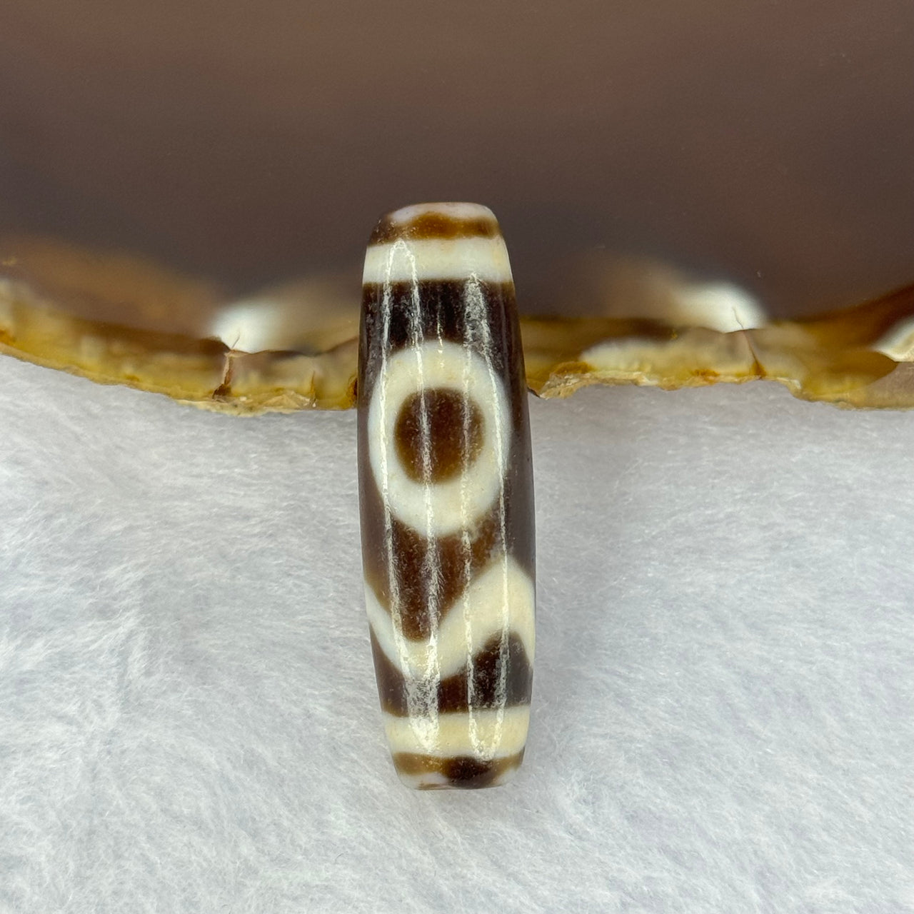 Natural Powerful Tibetan Old Oily Agate Sky Door Serenity 1 Eye Dzi Bead Heavenly Master (Tian Zhu) 一眼天诛 8.24g 38.2 by 11.6mm - Huangs Jadeite and Jewelry Pte Ltd