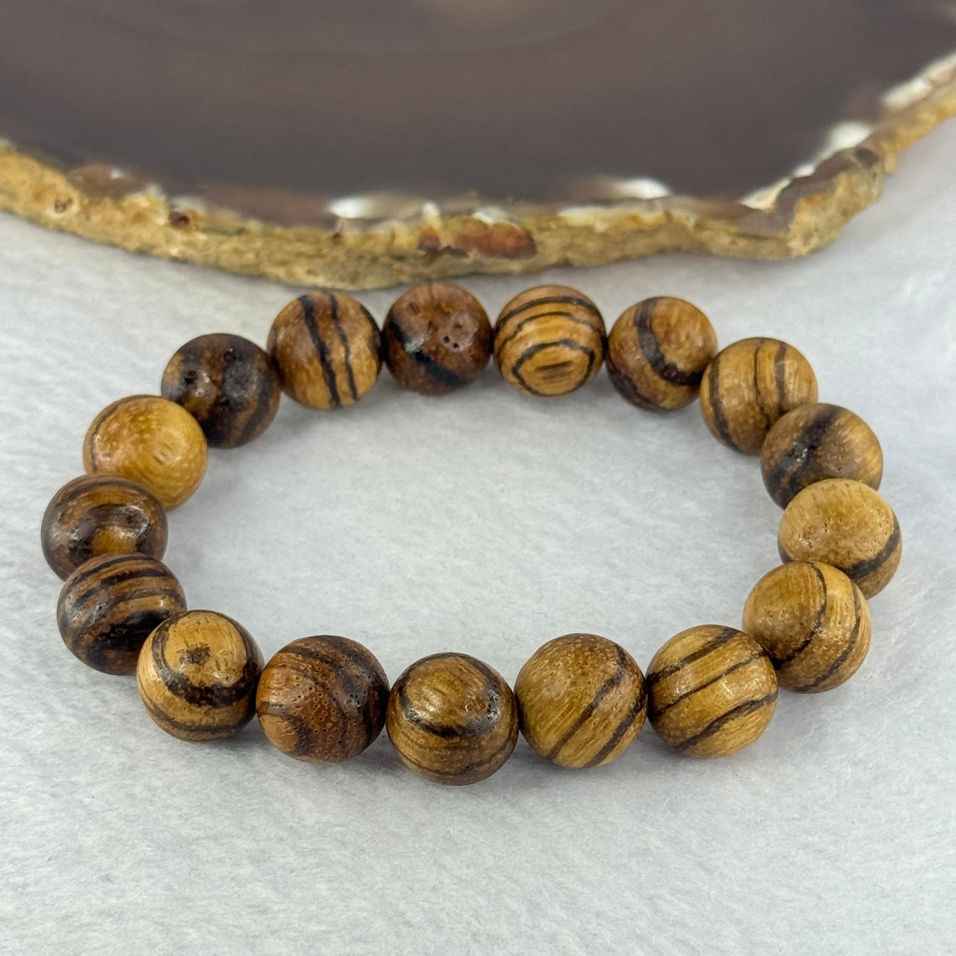 Natural Agarwood Beads Bracelet (Almost no Smell) 沉香木手链11.92g 18cm 12.3mm 17 Beads - Huangs Jadeite and Jewelry Pte Ltd