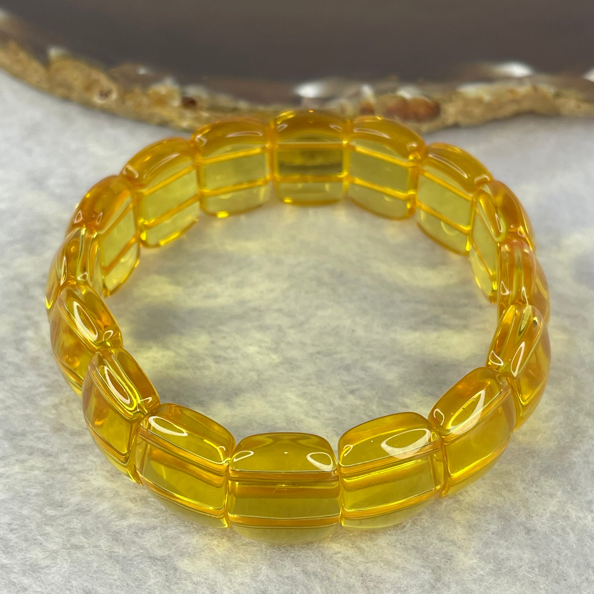 Citrine Bracelet 34.13g 16cm 16.8 by 12.2 by 7.1mm 16 pcs - Huangs Jadeite and Jewelry Pte Ltd