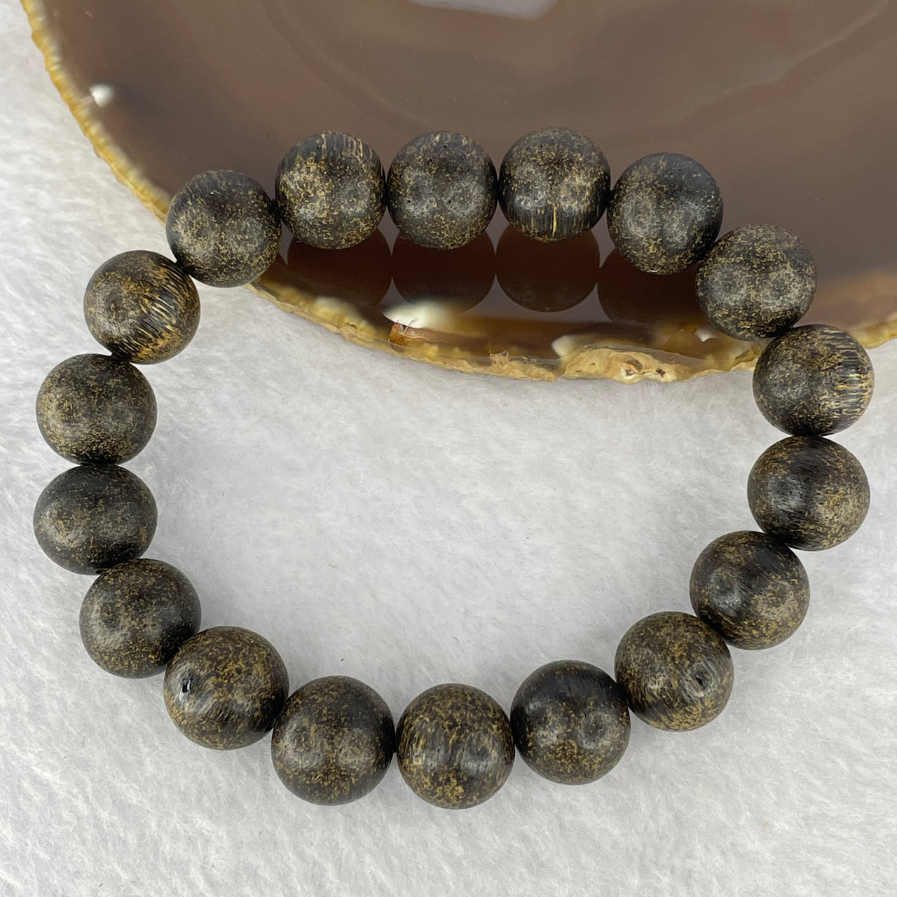 Natural Old Wild Indonesia Agarwood Beads Bracelet (Sinking Type) 天然老野生印尼沉香珠手链 21.67g 19.5 cm / 13.2 mm 18 Beads - Huangs Jadeite and Jewelry Pte Ltd